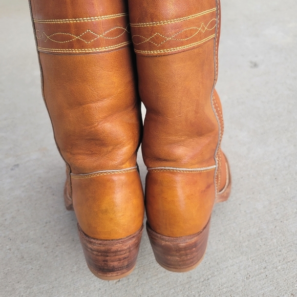 FRYE RARE Vintage Black Label Campus Stitching Horse Knee High Western Boots 7 - Picture 9 of 17